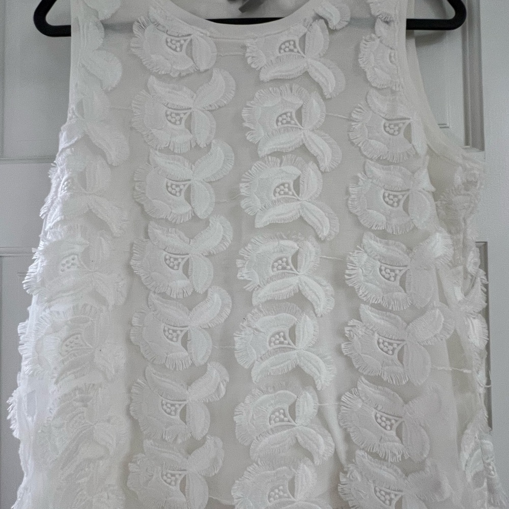 Anthropologie White Textured Blouse size m